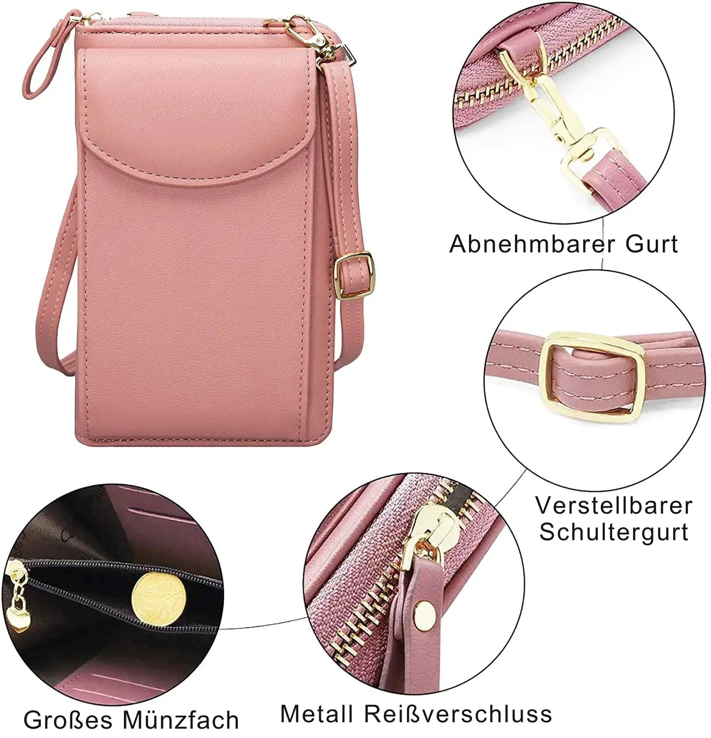 Handytasche Crossbody Damen – Umhängetasche & Geldbörse mit Kartenfächern