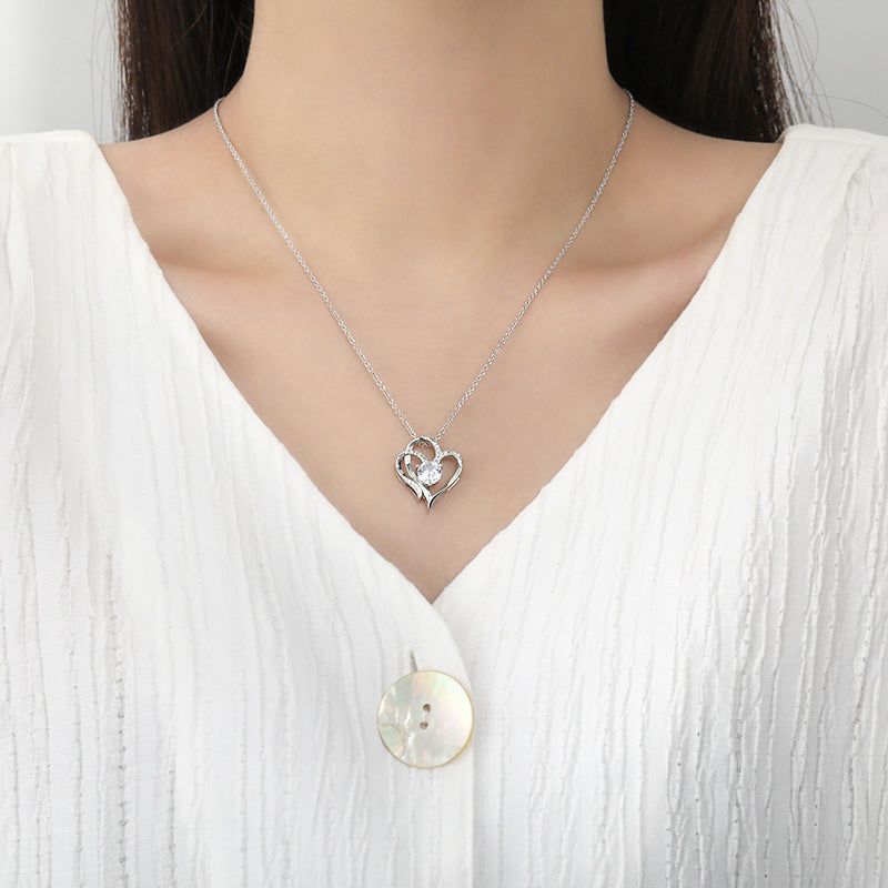Double Love Herz-Halskette mit Zirkonia | Romantischer Schmuck für Damen