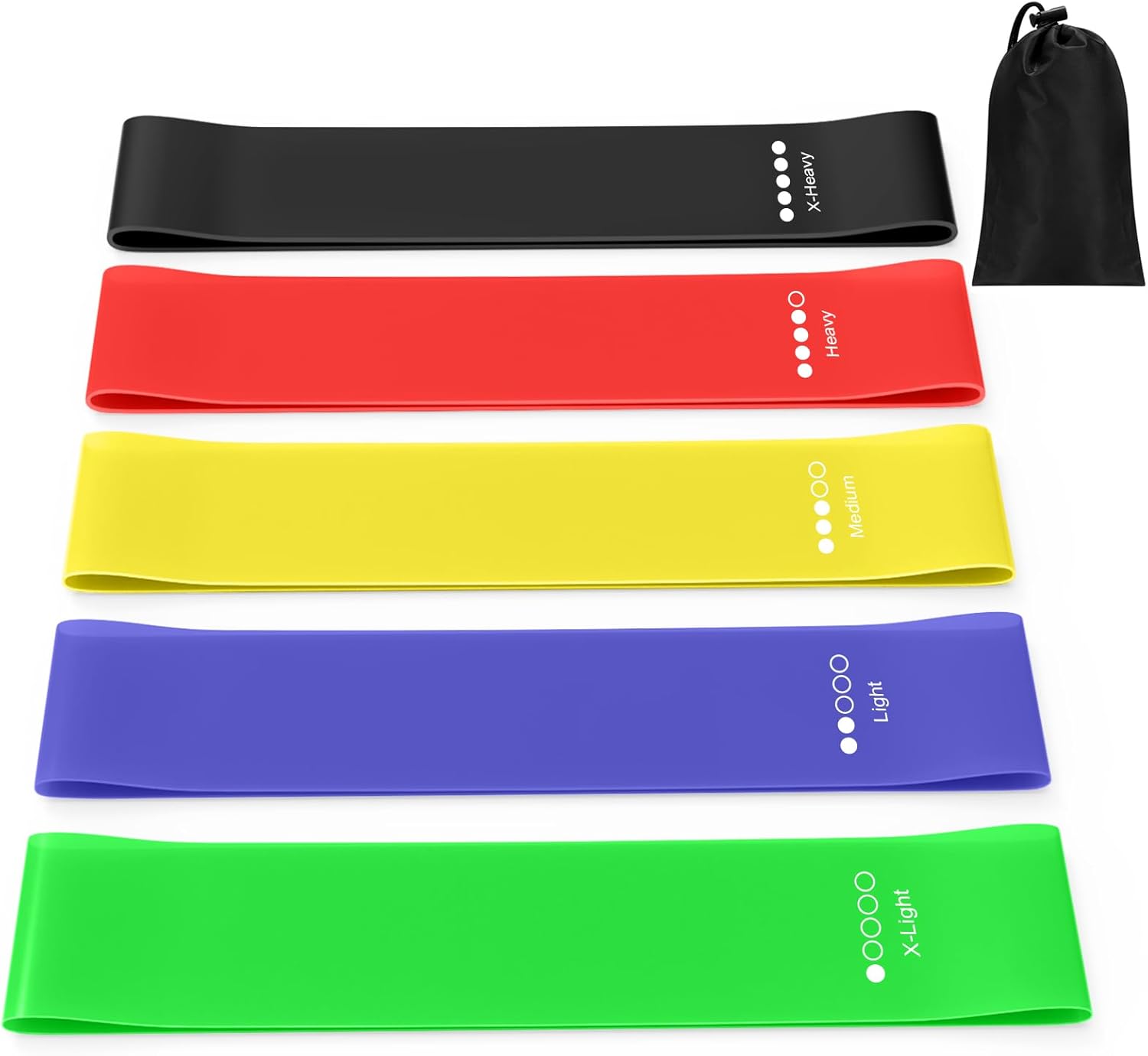 Fitnessbänder Set – 5 Widerstandsbänder inkl. Tasche | Ganzkörpertraining überall