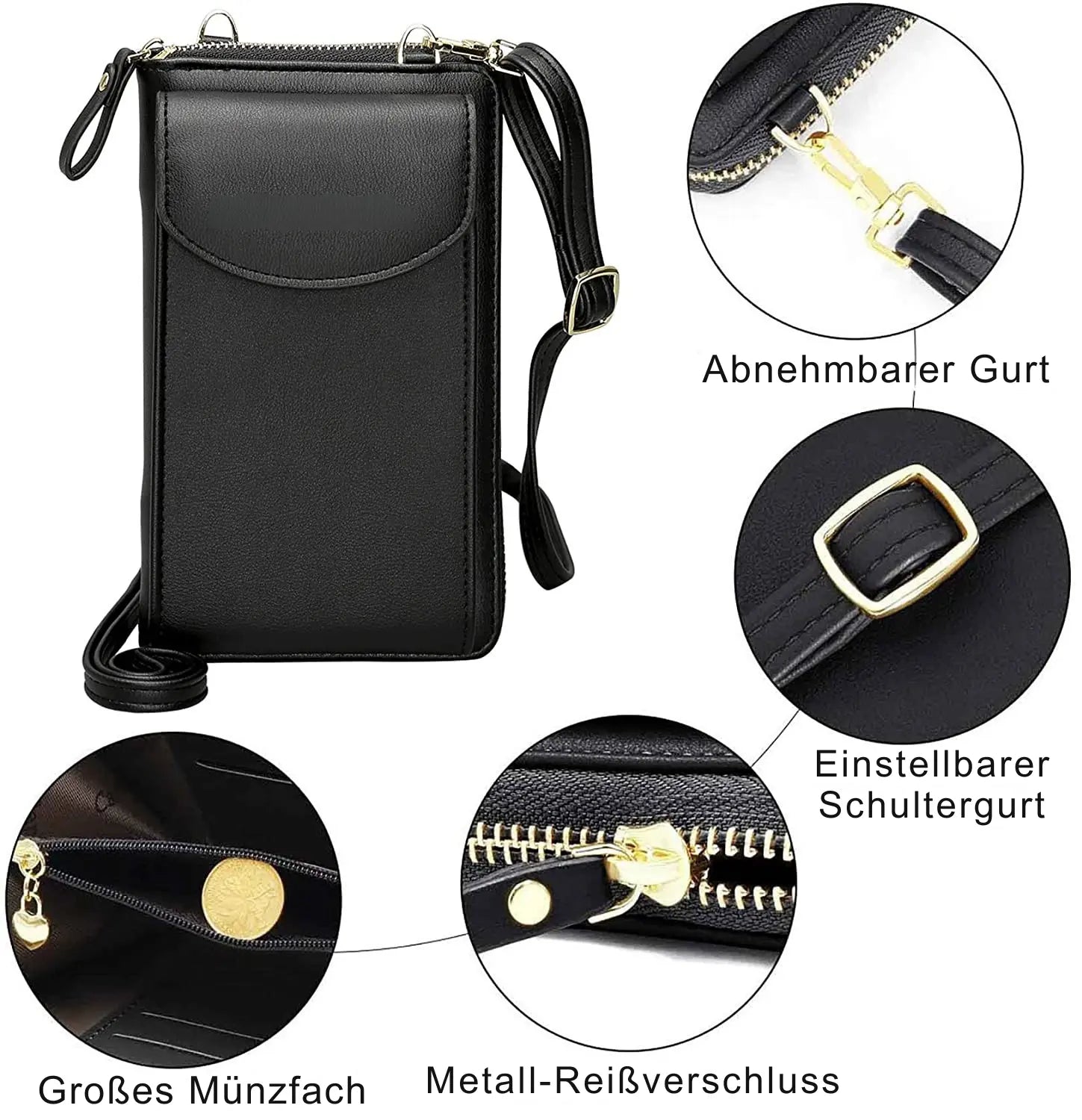 Handytasche Crossbody Damen – Umhängetasche & Geldbörse mit Kartenfächern