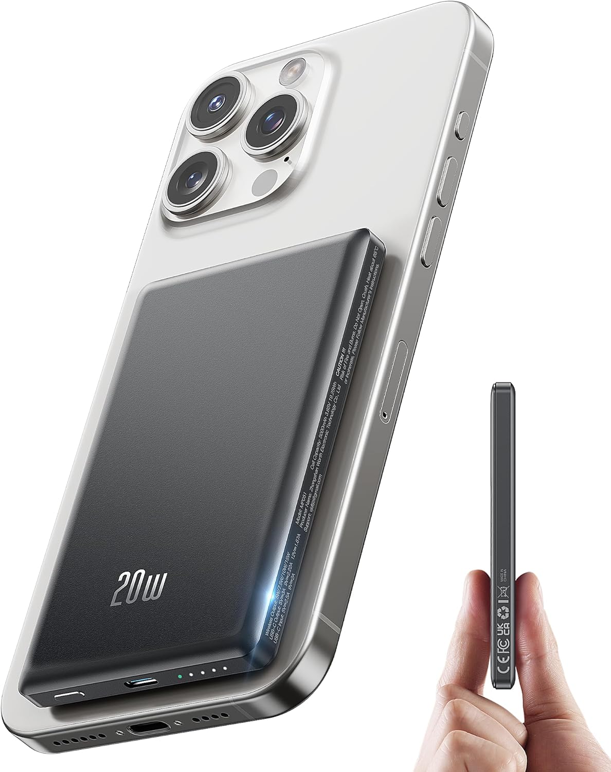 Powerbank iPhone MagSafe 5000mAh – Magnetisch Wireless 20W Schnelllade Akku