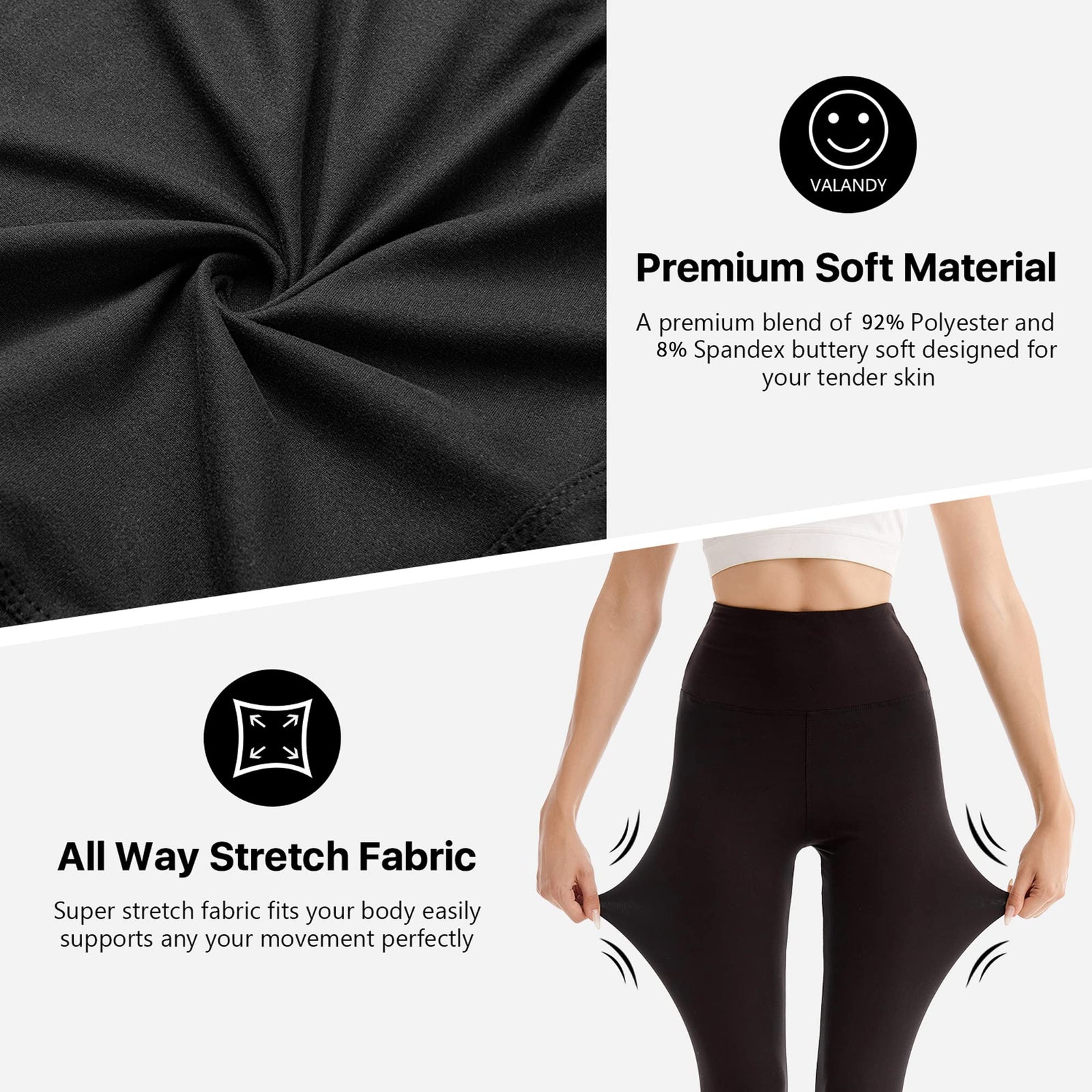 Leggings Damen High Waist - Blickdicht Leggins mit Bauchkontrolle für Sport Yoga Gym