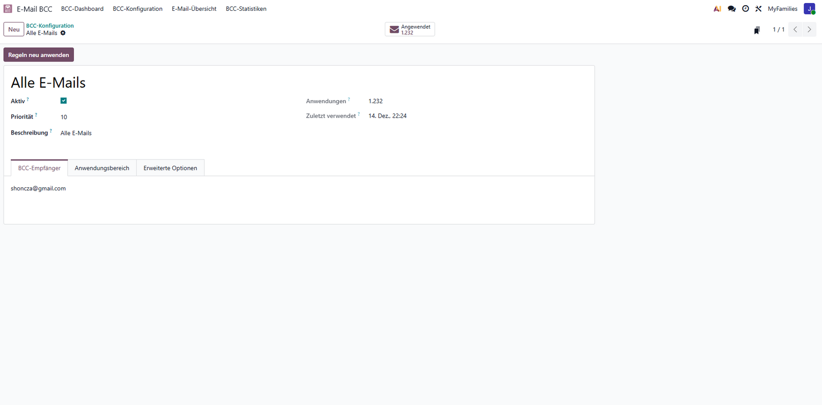 Odoo 19 E-Mail BCC Addon Top Email BCC Auto-Addon für Odoo 19
