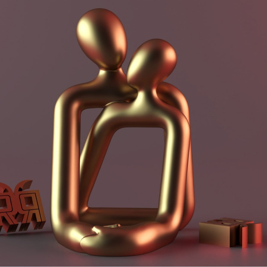 Moderne Liebespaar-Statue aus Harz – Stilvolle Deko - Gemütlich - Verliebt