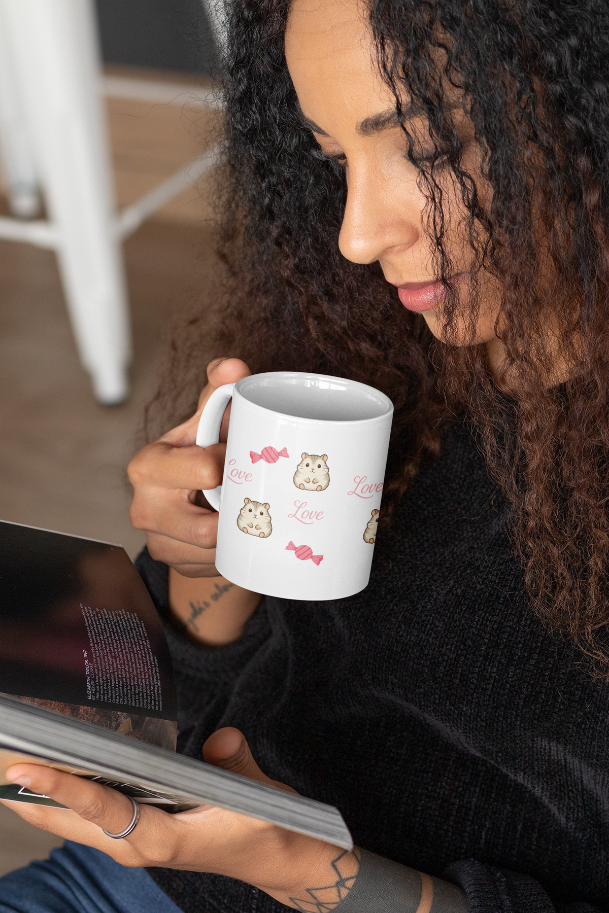 Hamster Tasse Keramik – Niedliche Kaffeetasse mit Hamster Motiv Geschenk für Tierfreunde