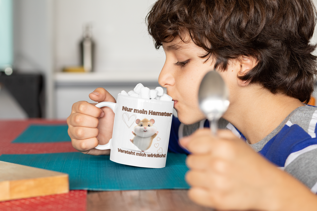 Hamster Tasse Keramik – Niedliche Kaffeetasse mit Hamster Motiv Geschenk Tierliebhaber