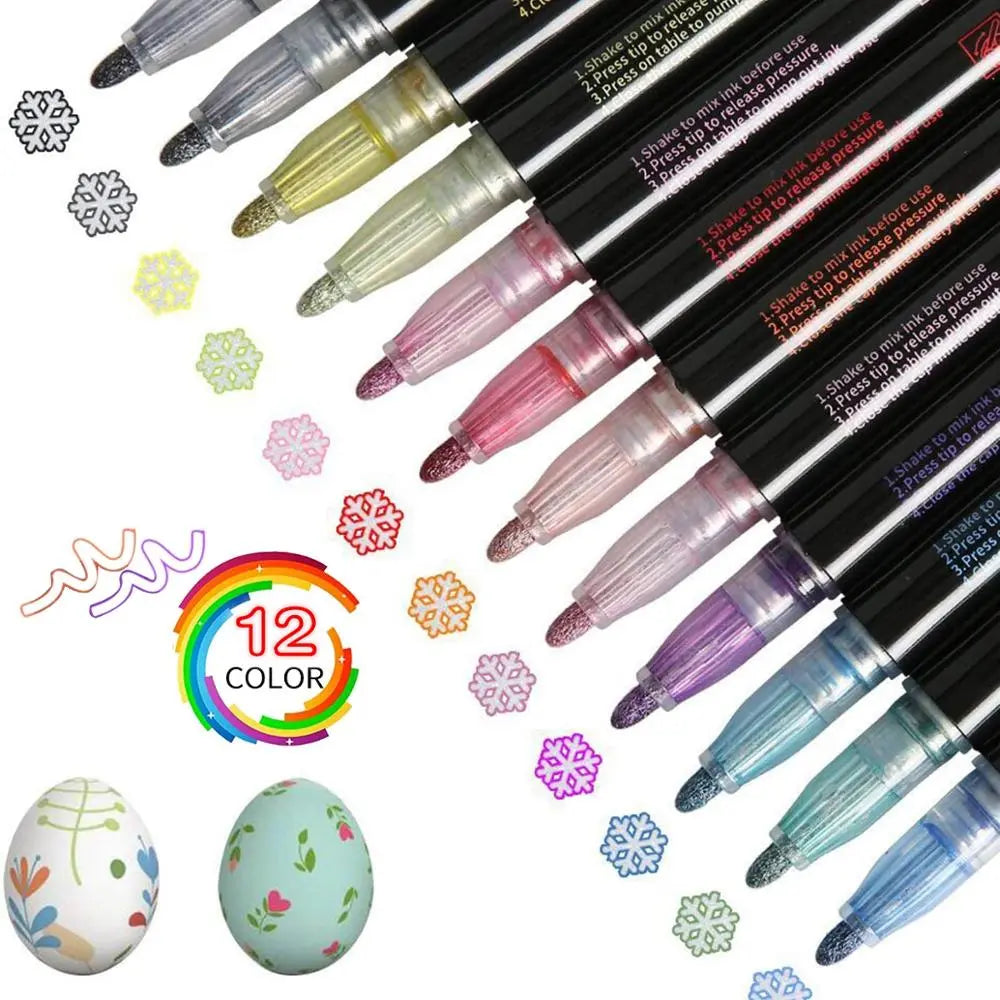 Glossy Outline Stifte 12 Farben – Magische Glitzer Marker Set für Kinder & DIY Basteln