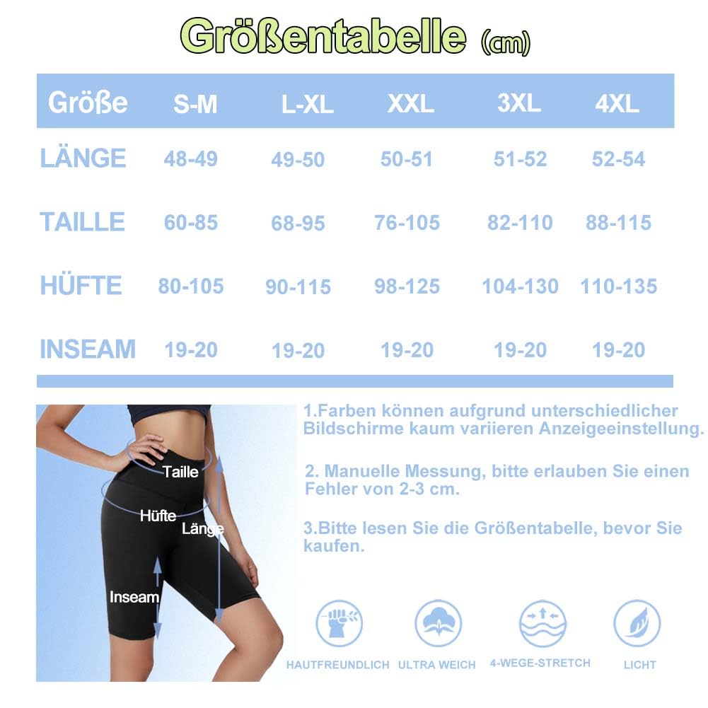 Radlerhose Damen Hohe Taille Kurze Sporthose Leggings Blickdicht Sommer Shorts Yoga Hose für Gym Sport
