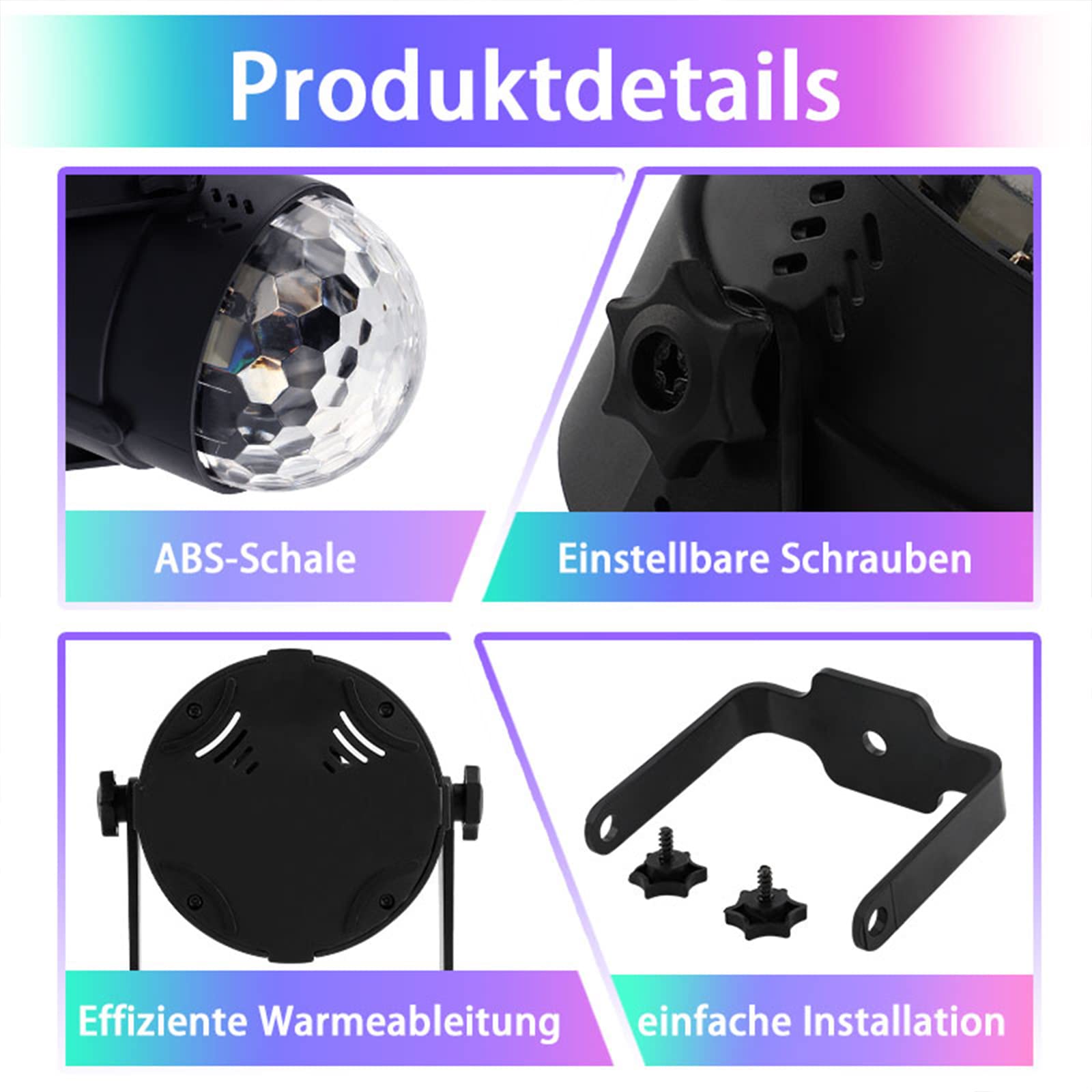 Discokugel LED Musiksteuerung – 360° rotierendes Party Licht 3W für Raum