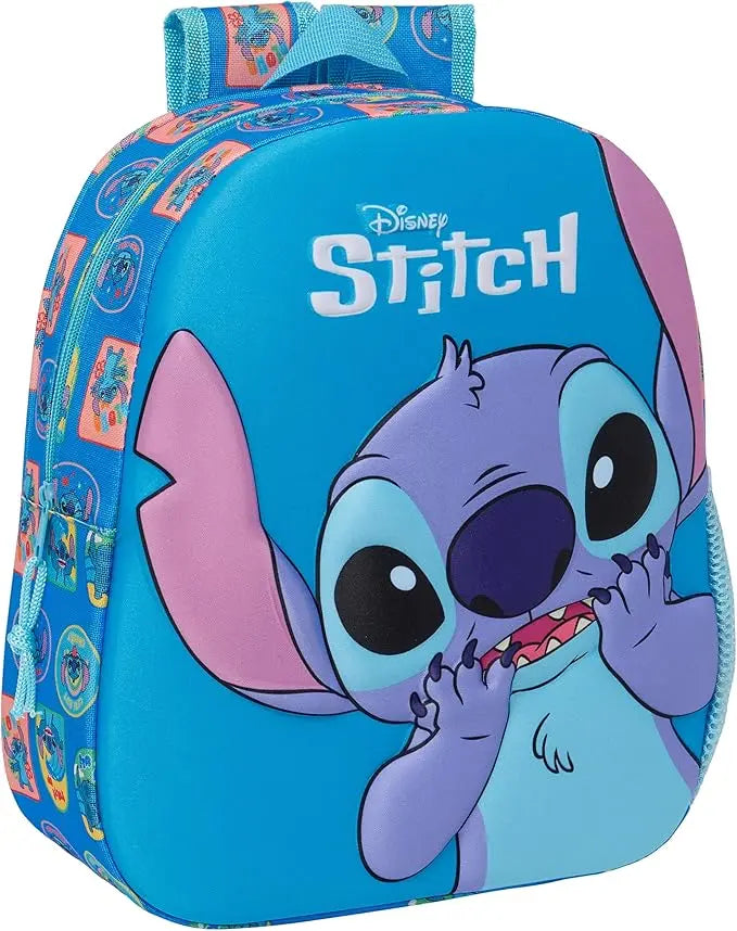 3D Stitch Rucksack für Kinder – Thermo-Front, Netzfach & Trolley-kompatibel