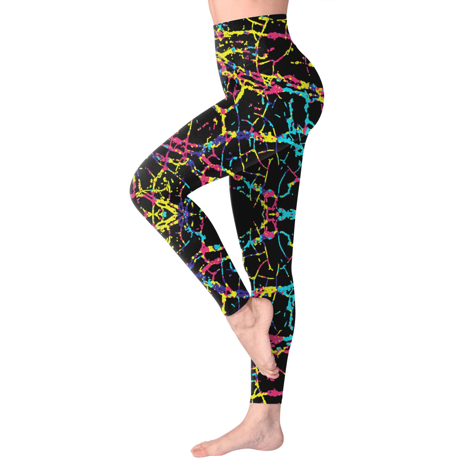 Leggings Damen High Waist - Blickdicht Leggins mit Bauchkontrolle für Sport Yoga Gym