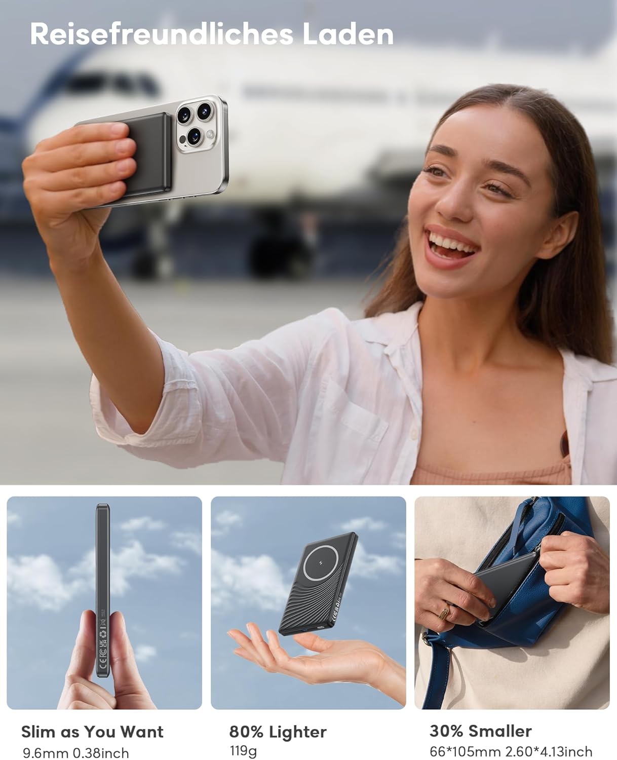 Powerbank iPhone MagSafe 5000mAh – Magnetisch Wireless 20W Schnelllade Akku