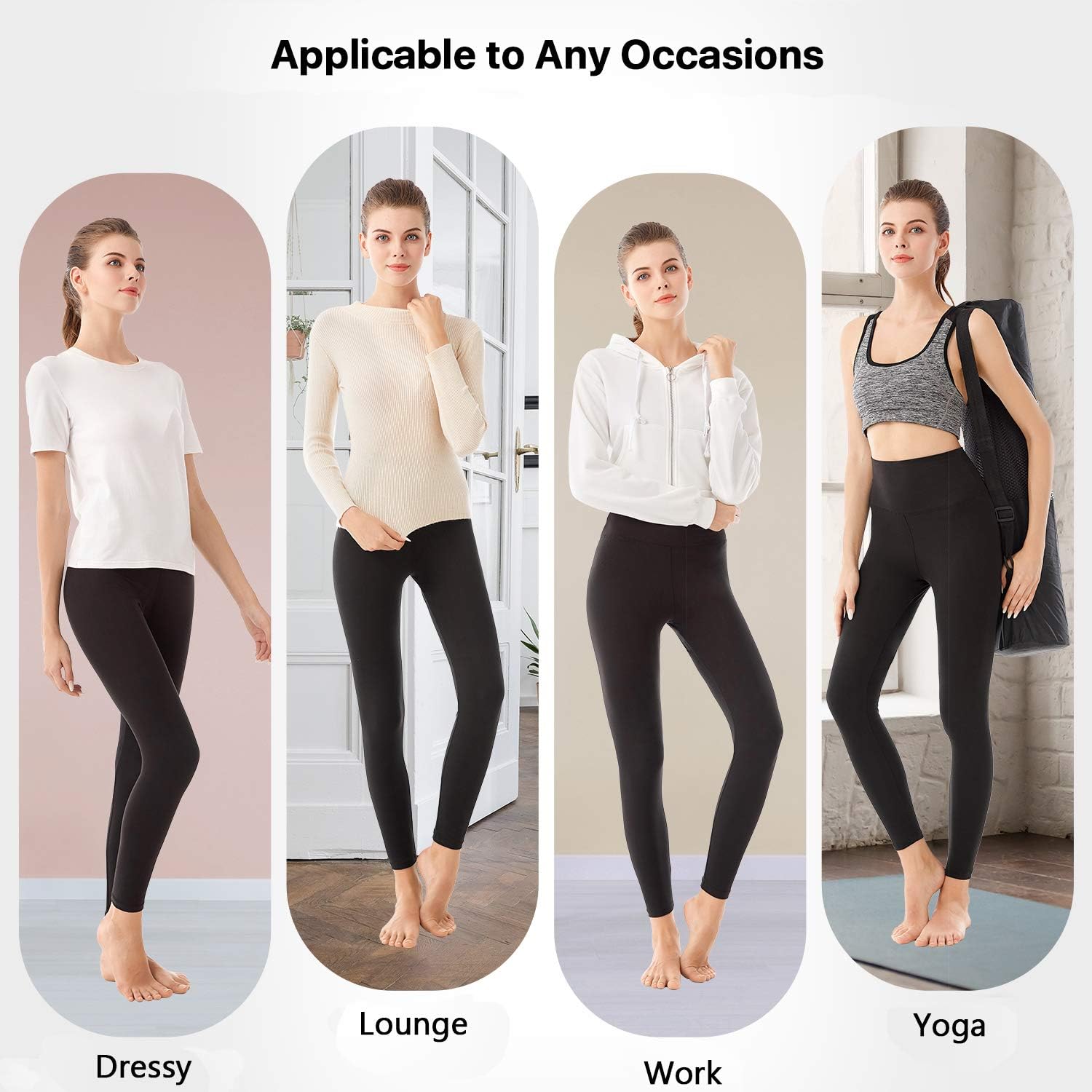 2er Pack Leggings Damen High Waist - Sportleggins Elastisch Yogahose Blickdicht Fitness Gym Yoga