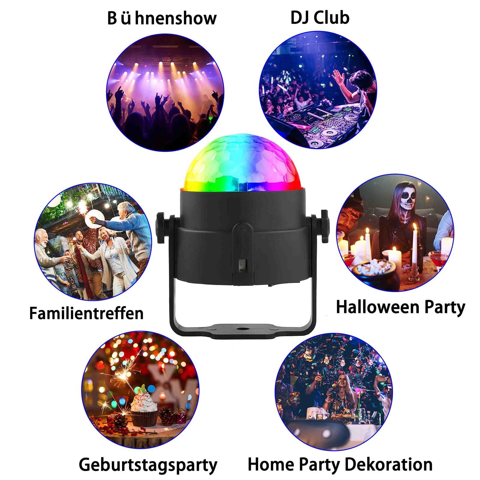 Discokugel LED Musiksteuerung – 360° rotierendes Party Licht 3W für Raum