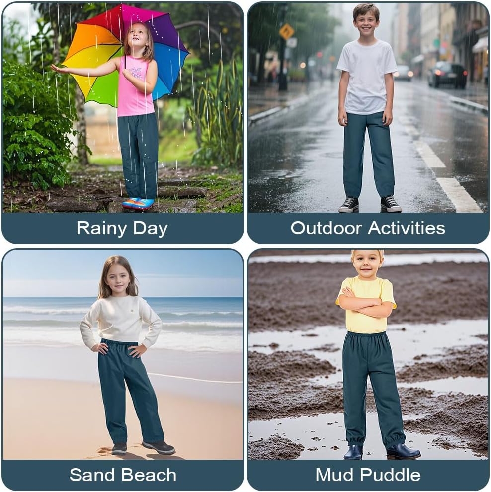 Kinder Regenhose wasserdicht & atmungsaktiv mit Reflektor – inkl. Tasche (Gr. 132–162)