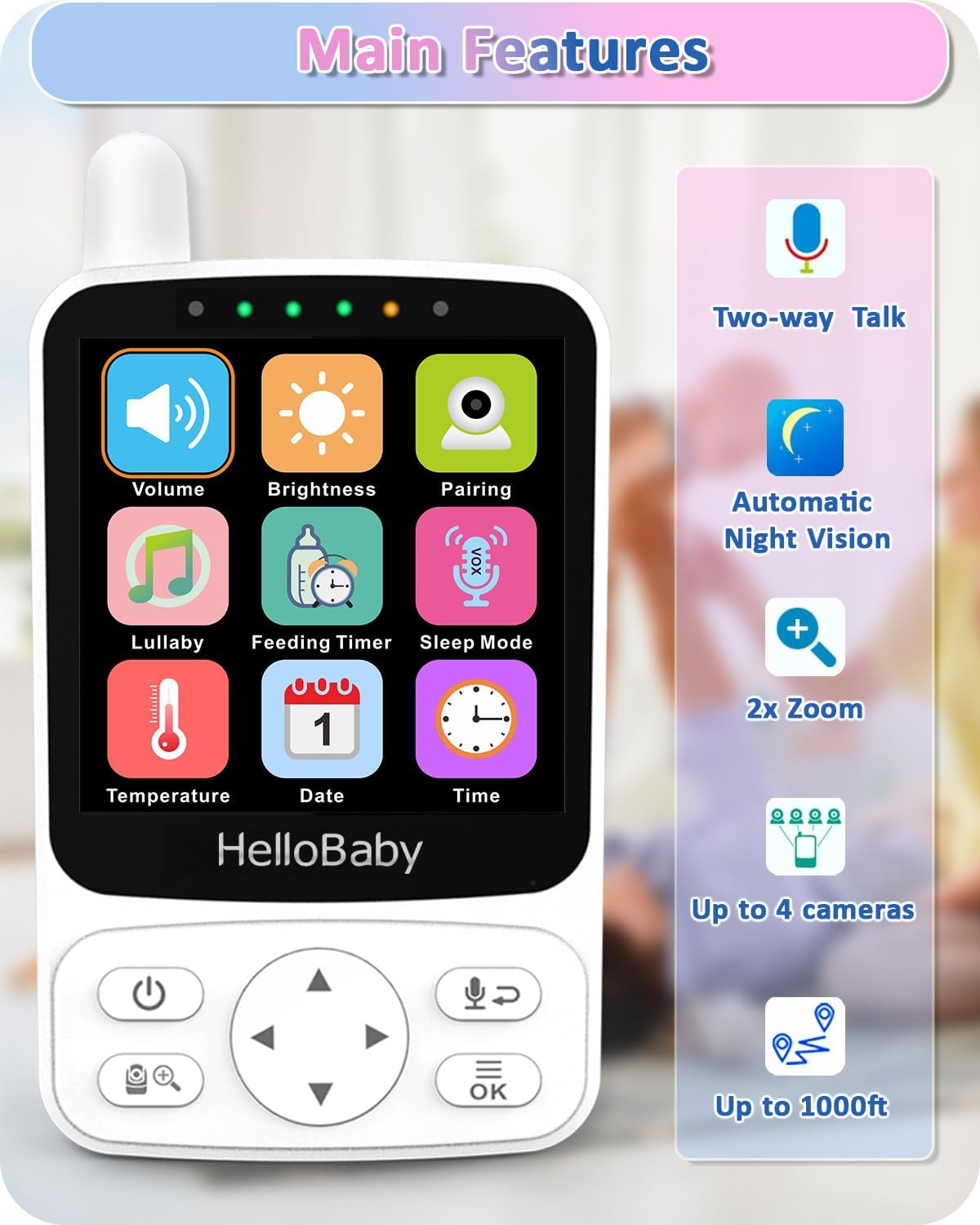 Babyphone mit Kamera – Baby Monitor 29h Akku, Nachtsicht & 2-Wege-Audio