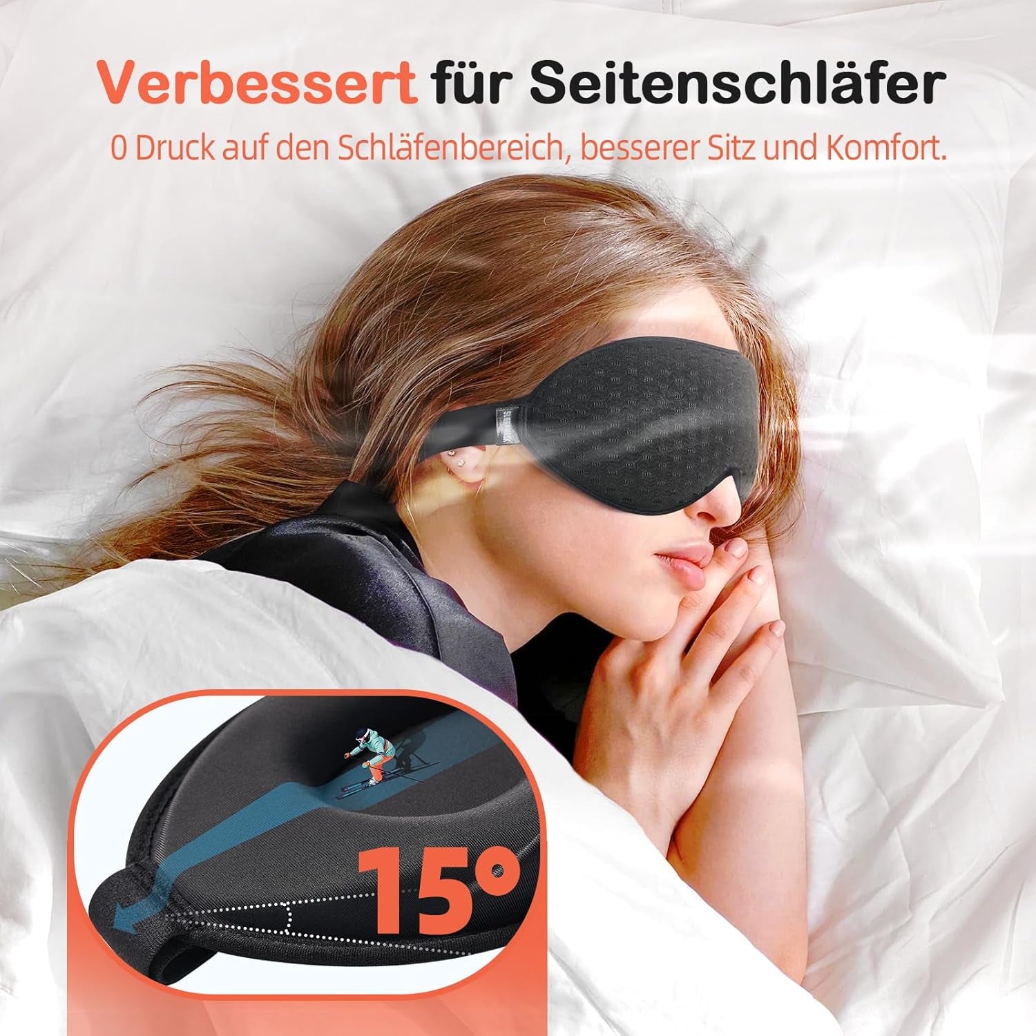 Schlafmaske Für Herren Frauen, 2025 Bequeme Atmungsaktive 3D Augenmaske, Mit Tiefen Augenhöhlen Und Erhöhten Nasenpads, 100％ Lichtblockierende Schlafbrille Mit Memory Foam Für Reisen, Schwarz