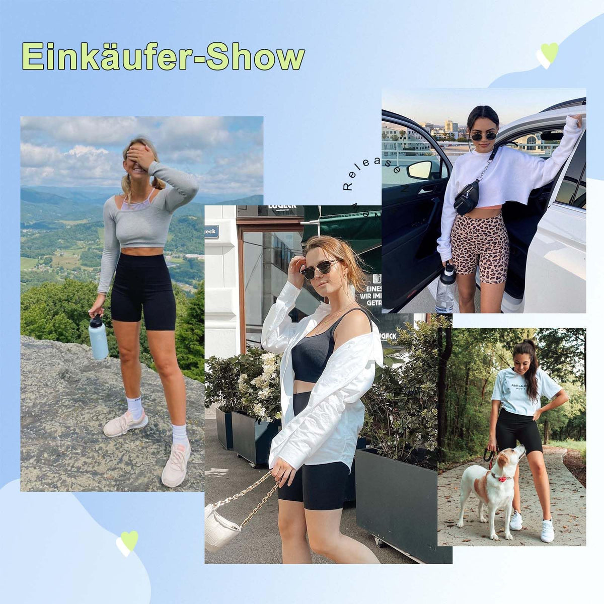 Radlerhose Damen Hohe Taille Kurze Sporthose Leggings Blickdicht Sommer Shorts Yoga Hose für Gym Sport