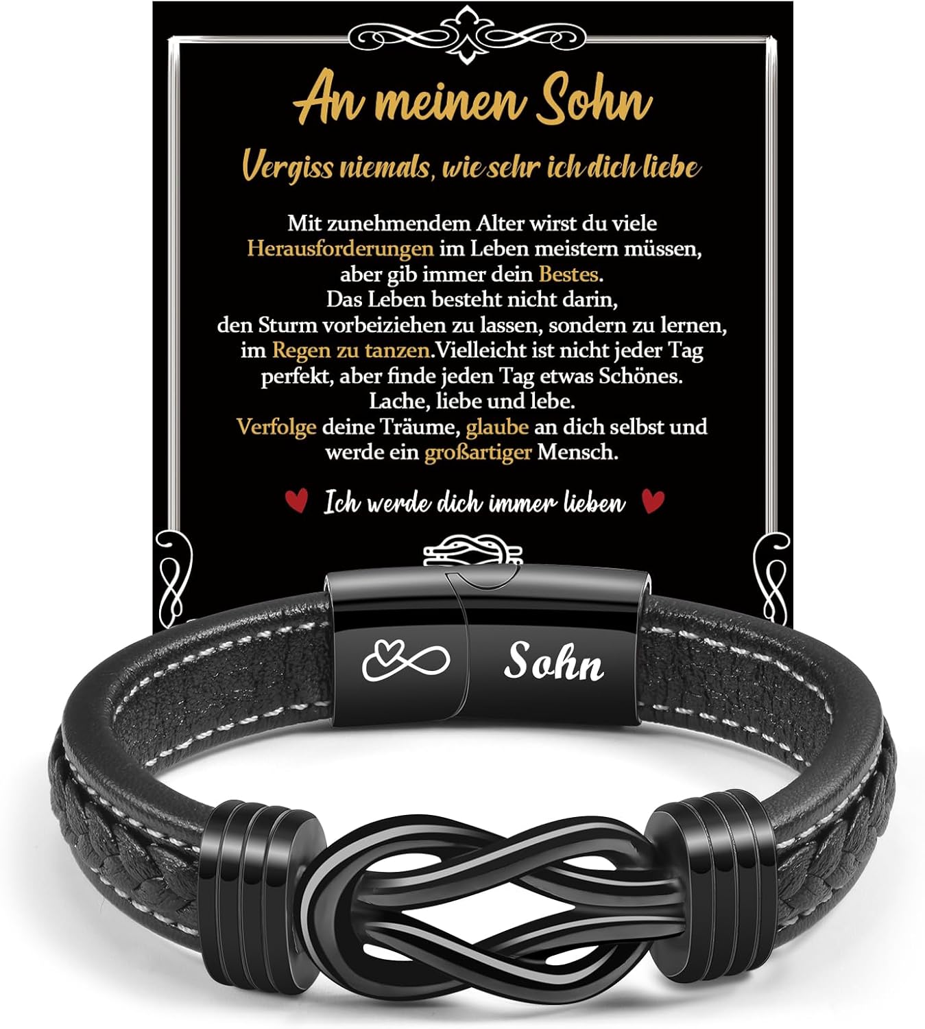An Meinen Sohn Armband - Geburtstagsgeschenk Für Männer Söhne, Lederarmband, Geschenke Für Weihnachten