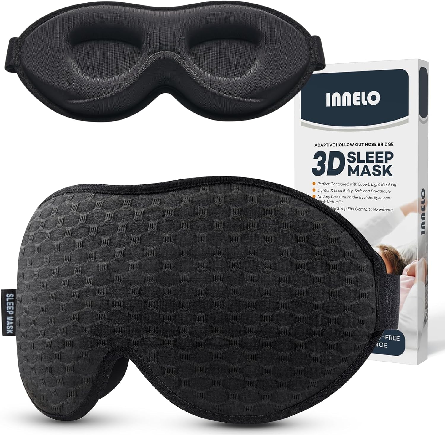 Schlafmaske Für Herren Frauen, 2025 Bequeme Atmungsaktive 3D Augenmaske, Mit Tiefen Augenhöhlen Und Erhöhten Nasenpads, 100％ Lichtblockierende Schlafbrille Mit Memory Foam Für Reisen, Schwarz