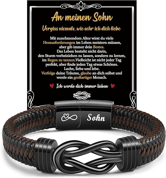 An Meinen Sohn Armband - Geburtstagsgeschenk Für Männer Söhne, Lederarmband, Geschenke Für Weihnachten