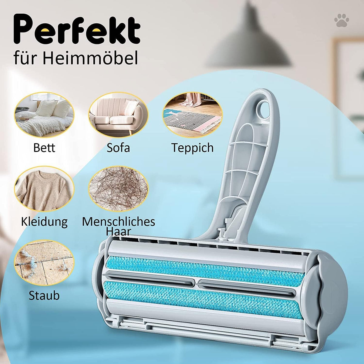 Tierhaarentferner Fusselrolle, Fusselrolle Für Hundehaare Und Katzenhaare Wiederverwendbar, Fusselbürste Für Tierhaar, Für Sofa, Bett, Teppich, Kratzbaum, Weiß