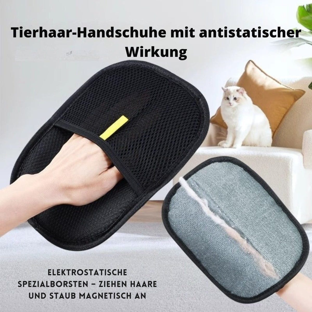 Fellentferner Fellmagnet Handschuhe doppelseitig – für Hunde & Katzen geeignet - zur Entfernung von Tierhaaren