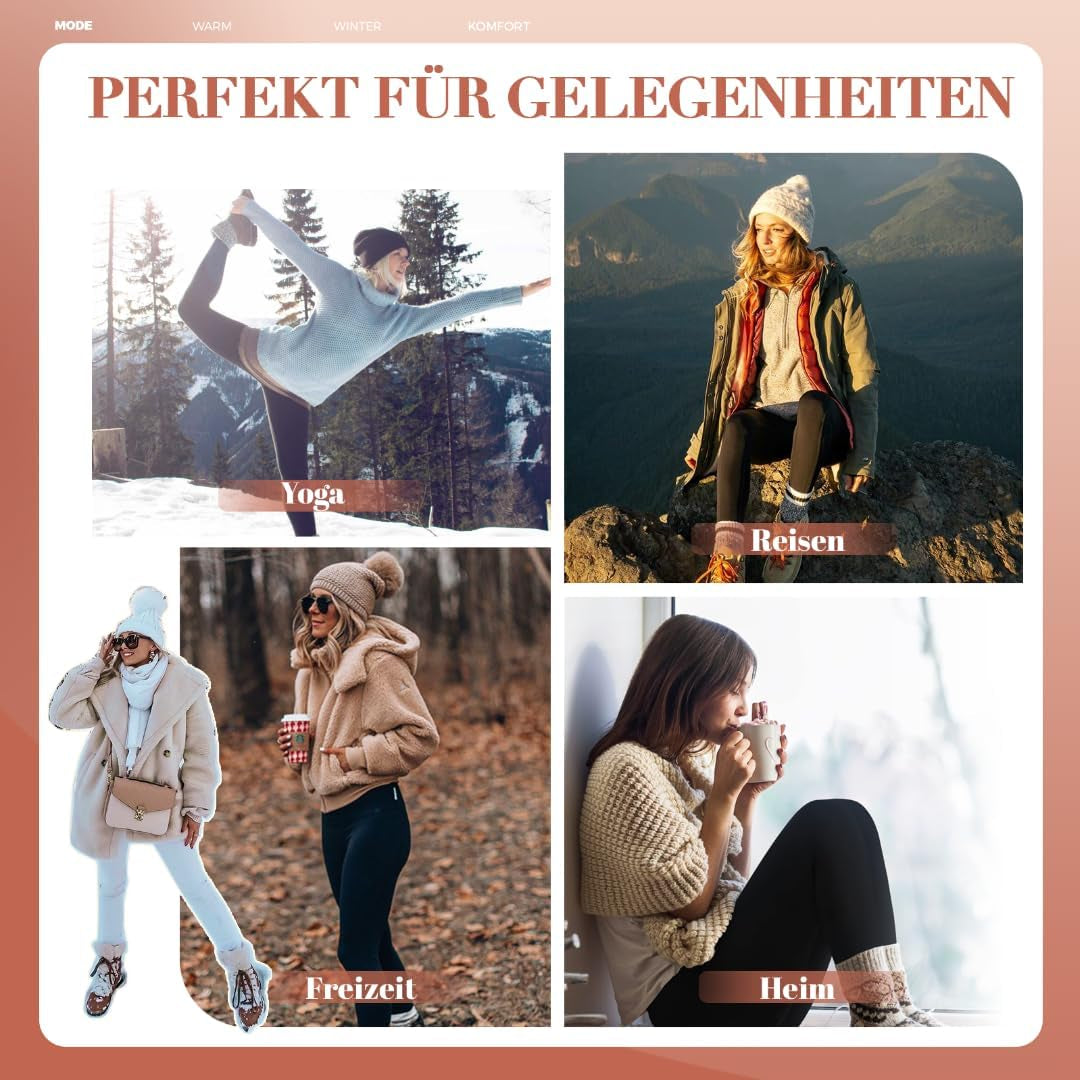 Thermo Leggings Damen Gefüttert Im Winter, High Waist Thermoleggings Warm Thermohose Blickdicht Strumpfhose Für Sport
