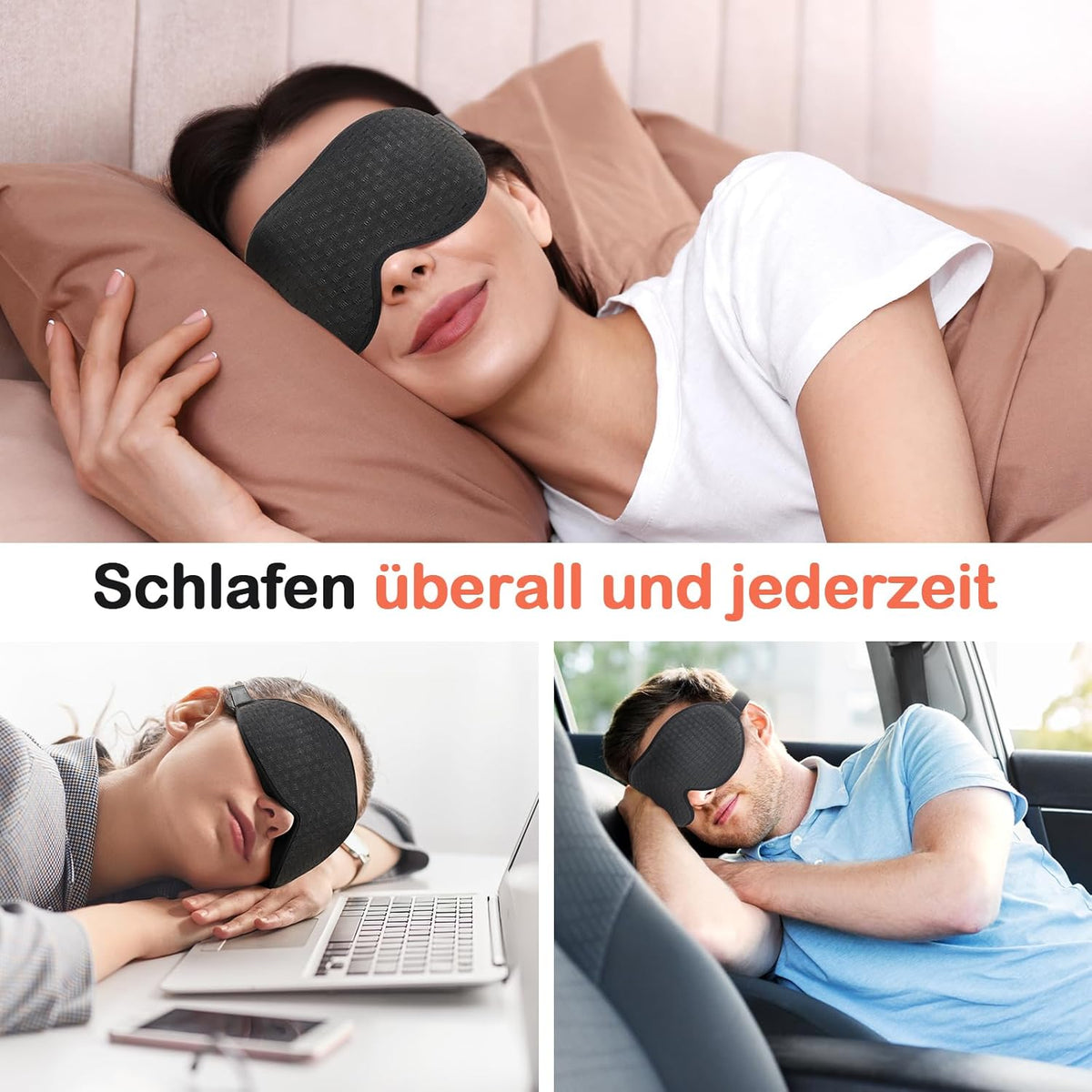 Schlafmaske Für Herren Frauen, 2025 Bequeme Atmungsaktive 3D Augenmaske, Mit Tiefen Augenhöhlen Und Erhöhten Nasenpads, 100％ Lichtblockierende Schlafbrille Mit Memory Foam Für Reisen, Schwarz