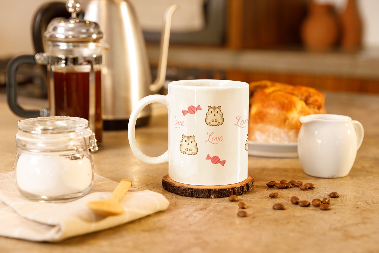 Hamster Tasse Keramik – Niedliche Kaffeetasse mit Hamster Motiv Geschenk für Tierfreunde